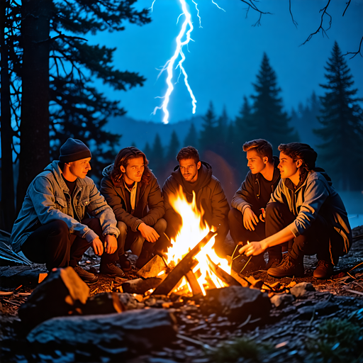 Campfire Under a Stormy Sky