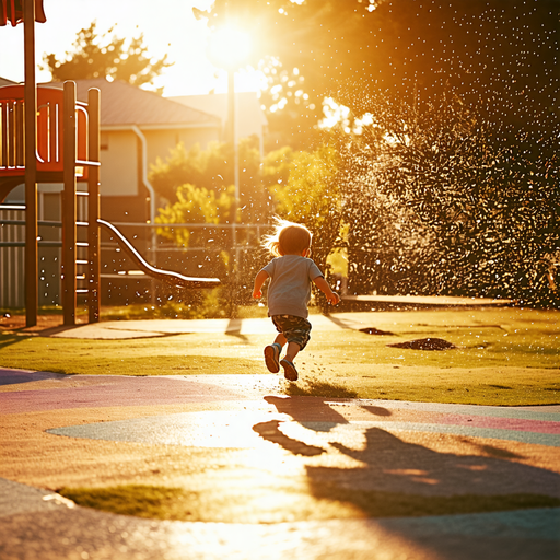 Sun-Kissed Joy: A Child’s Playful Run on a Bright Afternoon