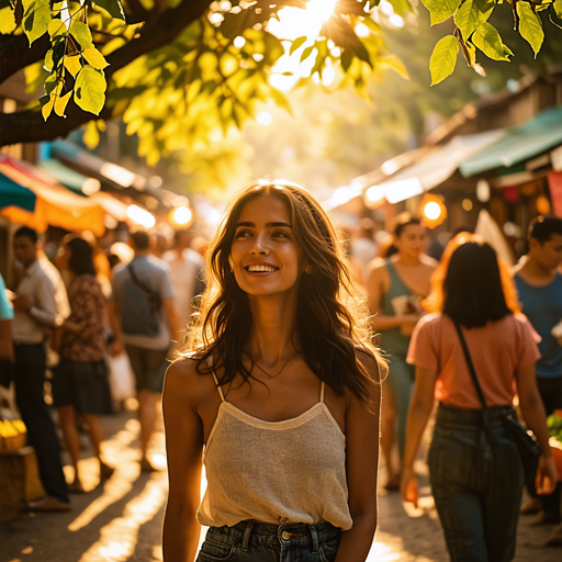 Golden Hour Smiles in a Bustling Market