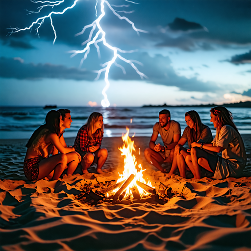 Friends, Bonfire, and a Lightning Show: A Night of Adventure on the Beach