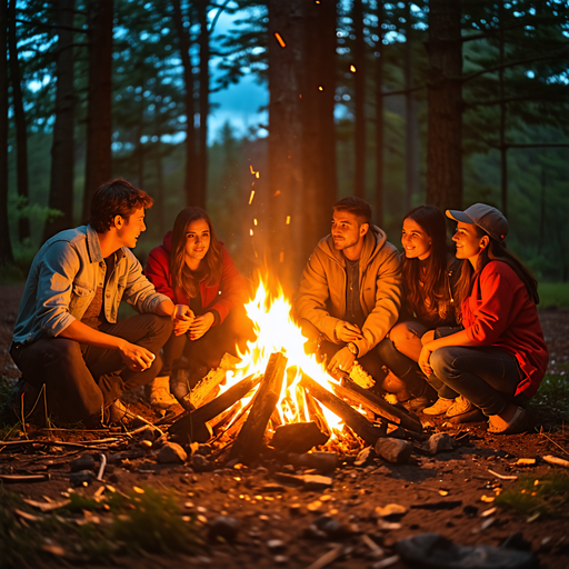 Campfire Companionship: A Night of Warmth and Laughter