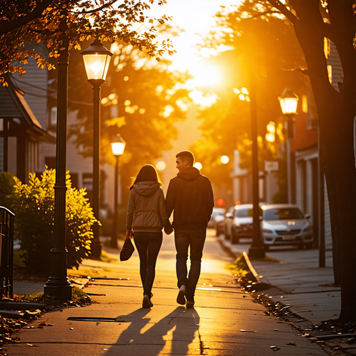 Golden Hour Romance: A Couple’s Sunset Stroll