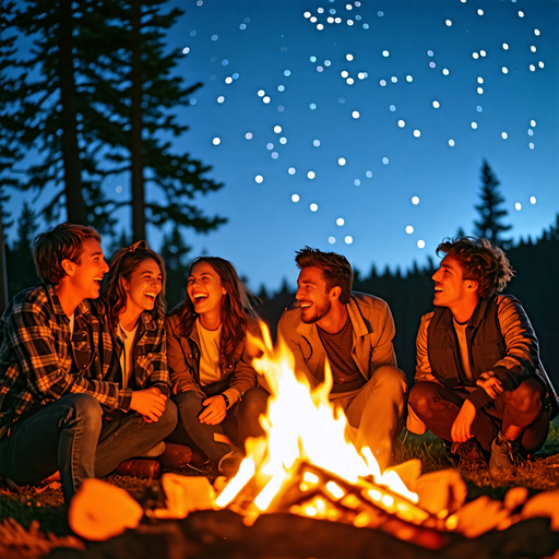 Campfire Laughter Under a Starry Sky