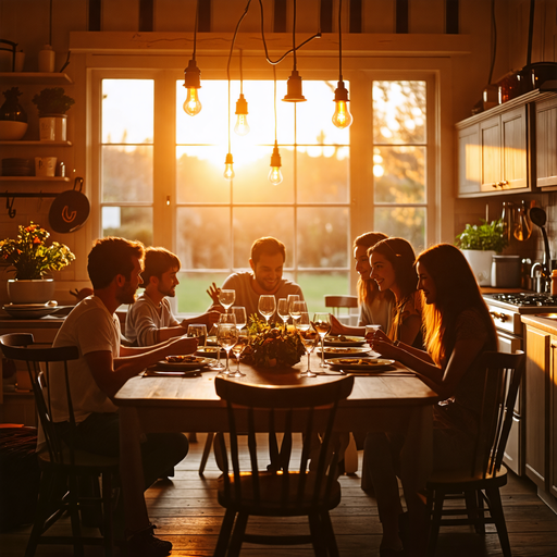 Golden Hour Gathering: Friends Share Laughter and Light