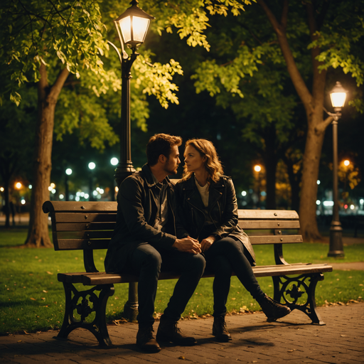 A Tranquil Night in the Park: A Romantic Moment Captured