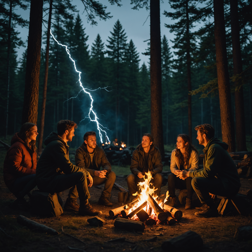 Campfire Tales Under a Dramatic Sky