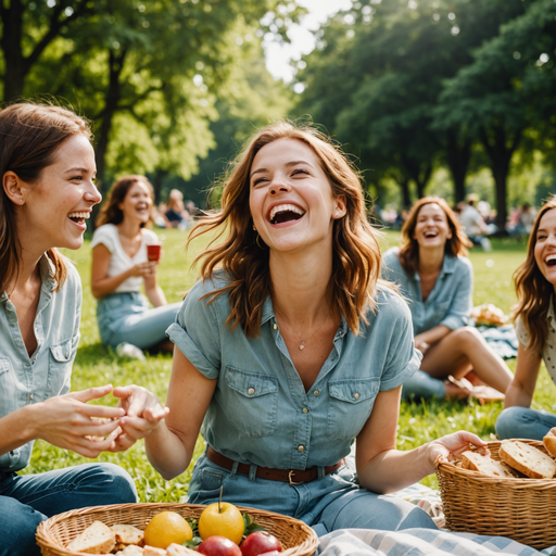 Laughter and Sunshine: Friends Enjoy a Perfect Picnic