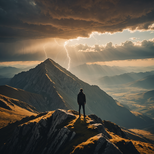 A Solitary Figure Contemplates the Storm’s Fury