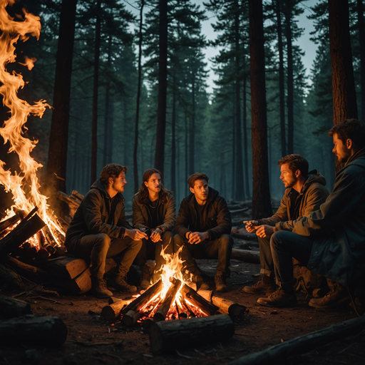 Shadows and Secrets: A Campfire’s Glow in the Dark Forest