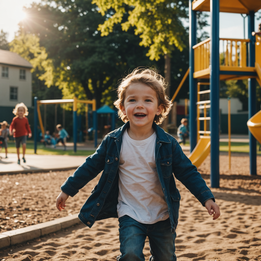 Sun-Kissed Joy: A Boy’s Playful Run on a Sunny Day