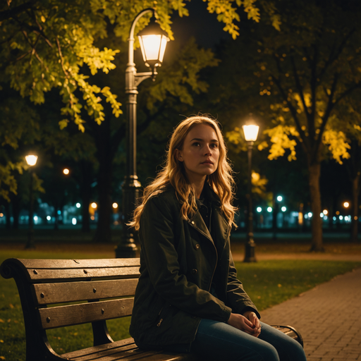 Lost in the Shadows: A Moment of Melancholy Under the Streetlight