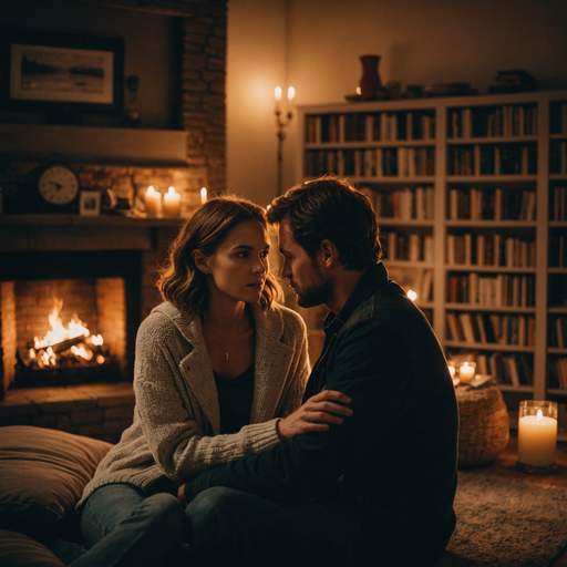 A Cozy Moment by the Fireplace: A Glimpse of Intimacy and Romance