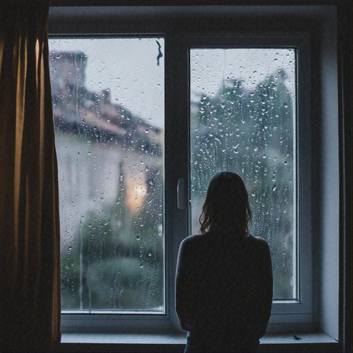 Silhouetted in the Rain: A Moment of Contemplation