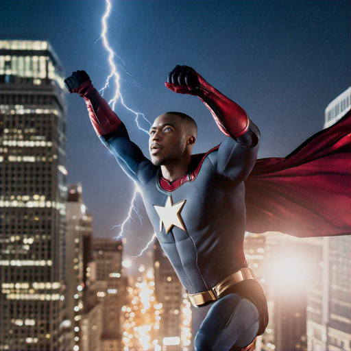 Superhero Takes Flight, Lightning in Tow!