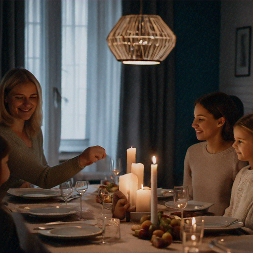 Warmth and Intimacy: A Cozy Family Dinner Scene