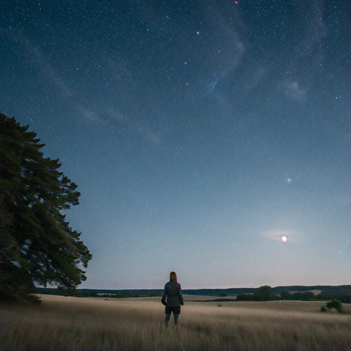 Silhouetted Solitude Under a Starry Sky