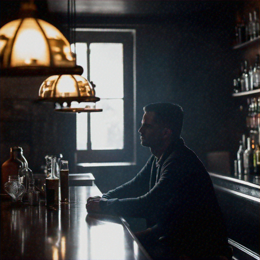 Silhouettes of Solitude: A Man’s Melancholy at the Bar