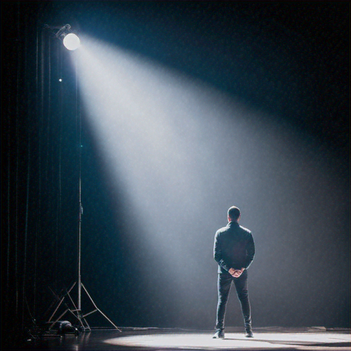 Lost in the Spotlight: A Man’s Solitary Moment