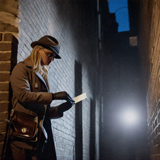 Shadowed Secrets: A Woman Unravels a Mystery in a Dark Alley