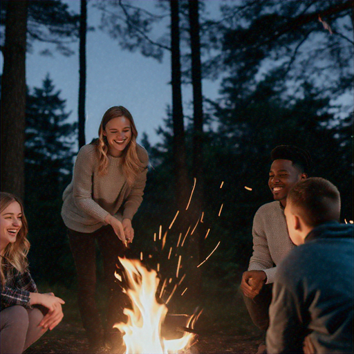 Campfire Companions: A Night of Laughter and Warmth