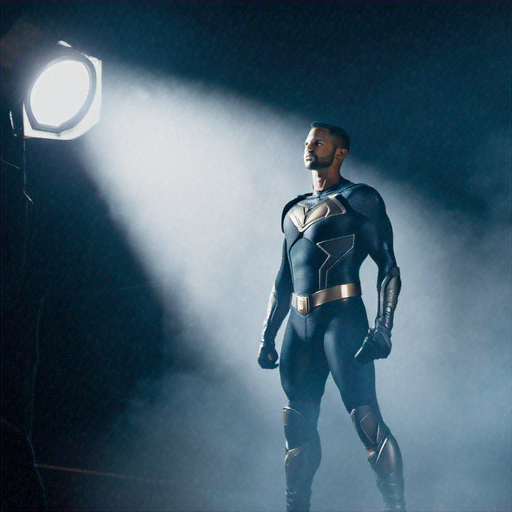 Heroic Silhouette: A Superhero Emerges from the Shadows