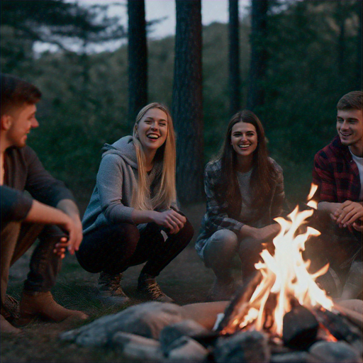 Campfire Tales: Friends, Laughter, and the Magic of the Forest