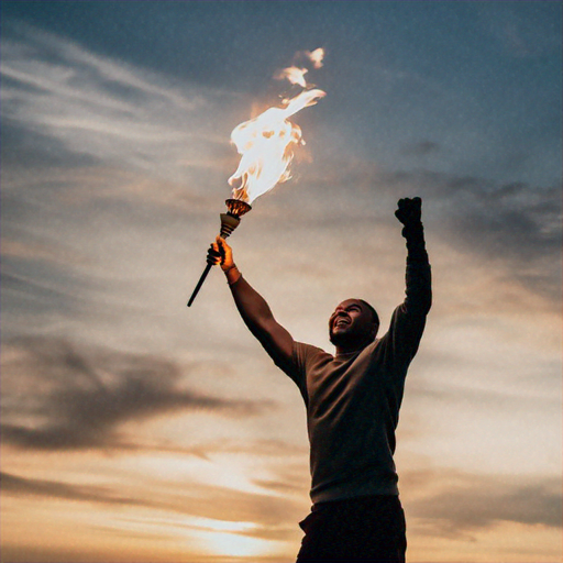 Triumphant Celebration Under a Setting Sun