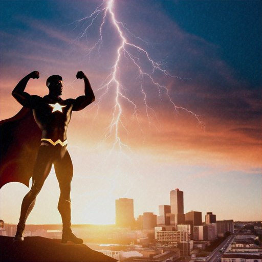 Superhero Triumphant: A Moment of Hope Amidst the Storm