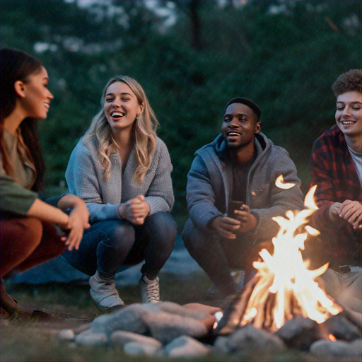 Campfire Laughter: Friends Gather for a Night of Joy