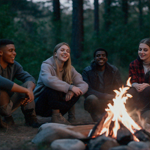 Campfire Laughter Under a Starry Sky