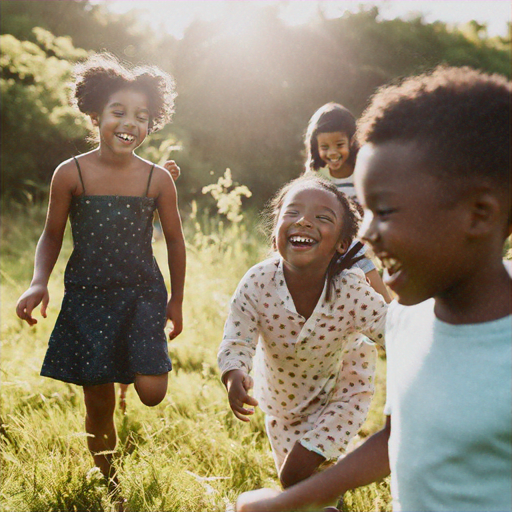 Sun-Kissed Laughter: Children’s Joy in a Field of Green