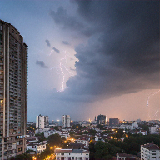 City Under Storm: A Dramatic Symphony of Light and Thunder