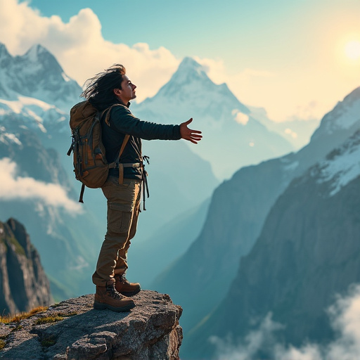 Contemplating the Peaks: A Hiker Finds Serenity Amidst Majestic Mountains