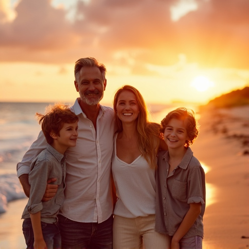 Sunset Smiles: A Family’s Beachside Joy