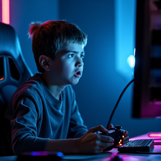 Young Gamer Immersed in the Digital World