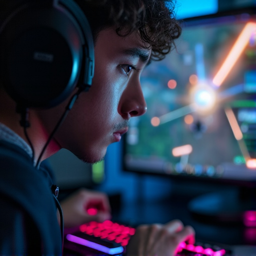 Lost in the Game: A Gamer’s Intensity Under Neon Lights