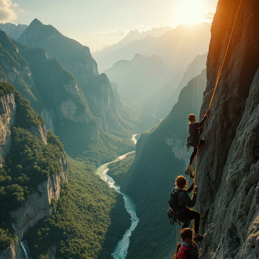 Silhouetted Against the Sunset: Climbers Conquer a Lush Canyon