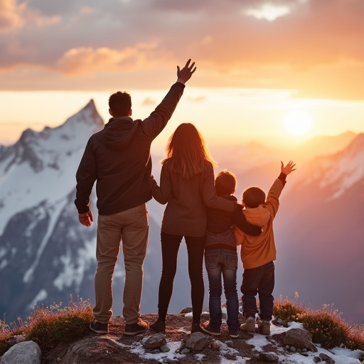 Silhouettes of Joy: A Family’s Moment of Wonder at Sunset