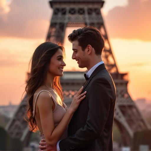 Parisian Romance: A Silhouette of Love Against the Eiffel Tower