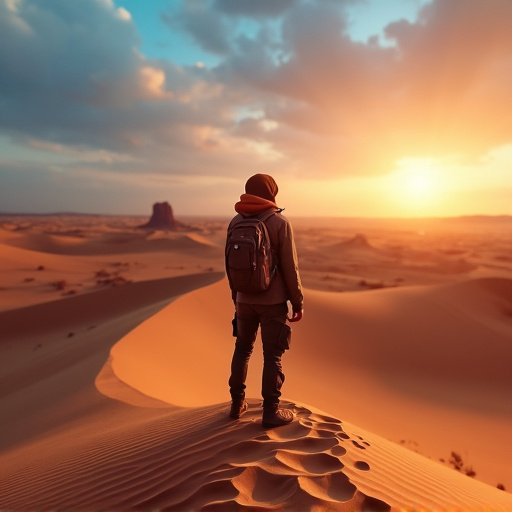 Contemplating the Desert’s Majesty at Sunset