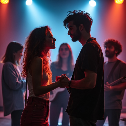 Captured Moments of Intimacy: A Couple’s Silhouette at a Concert