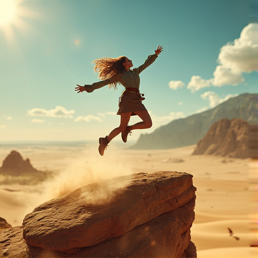 Leap of Faith: A Woman Embraces the Desert Wind