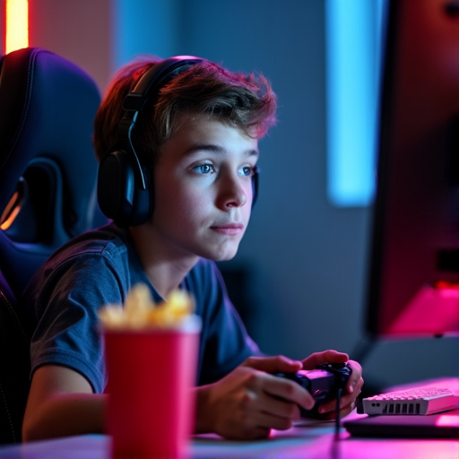 Lost in the Game: A Boy’s Intense Focus