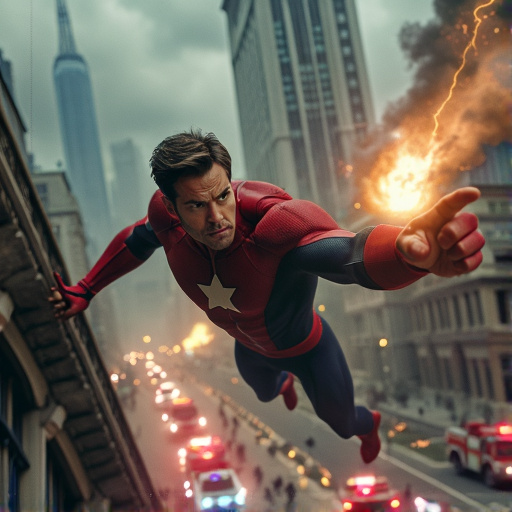 Superhero Soars Through City in a Blaze of Glory