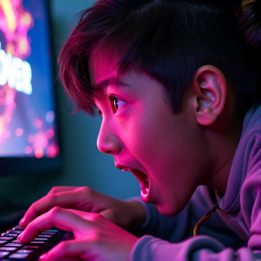 Young Boy’s Jaw Drops in Surprise at Computer Screen