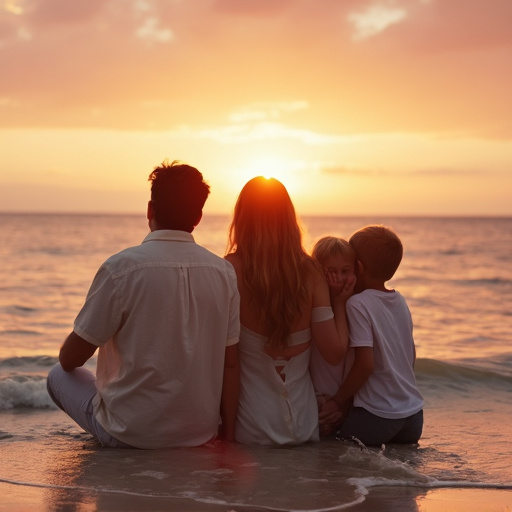 Sunset Serenity: A Family’s Moment of Tranquility