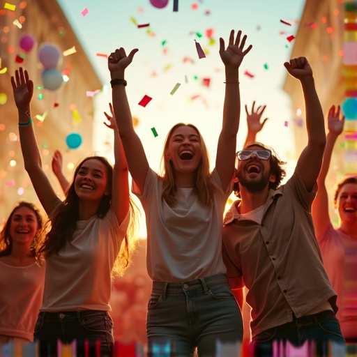 Confetti Celebration: Young Adults Embrace the Joy of the Moment