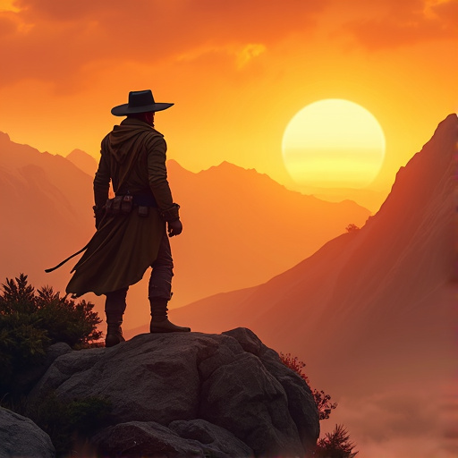 Silhouetted Hope: A Cowboy Faces the Setting Sun