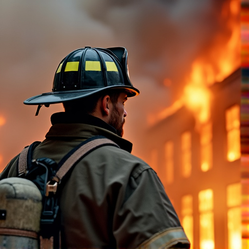 Firefighter’s Silhouette Against Blazing Inferno Captures Heroism