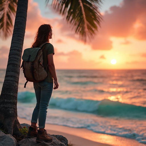 Silhouetted Serenity: A Sunset Moment on the Beach